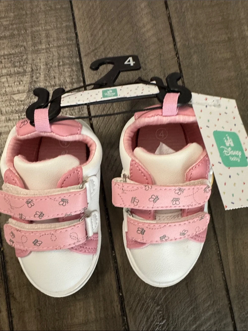 Disney Pink and White Velcro Baby Walker Sneakers